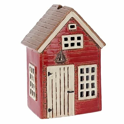 Buy Village Pottery Red Beach Hut Holiday House Tealight Holder Boxed JD331012 • 19.95£