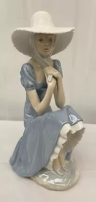 Buy NAO By Lladro White Hat Sitting Women Figurine • 39.99£