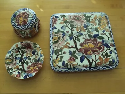 Buy Gien Pottery France Square Trivet French Porcelain Antique +Lidded Bowl & Dish • 218.09£