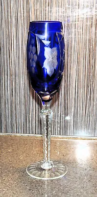 Buy Ajka Nachtmann Bohemian Cobalt Dark Blue Wine Champagne Chrystal Glass 10 5/8  • 56.58£