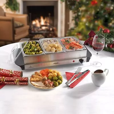 Buy Food Buffet Warmer Hot Plate Server Station 3 Section Table Top • 37.99£