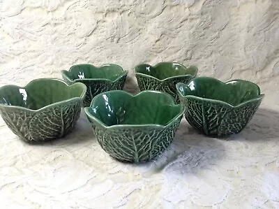 Buy Majolica Green Cabbage Leaf Bowls, Portugal, Ht 2 7/8  • 57.77£