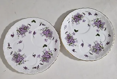 Buy Set 2 Hammersley Victorian Violets Bone China Snack Plates White Gold Trim 1930s • 45£