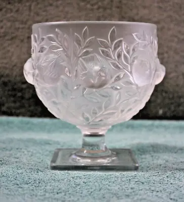 Buy LALIQUE Crystal Pedestal Bowl ELIZABETH. Birds Among Branches. 5.5 H SIGNED • 188.72£