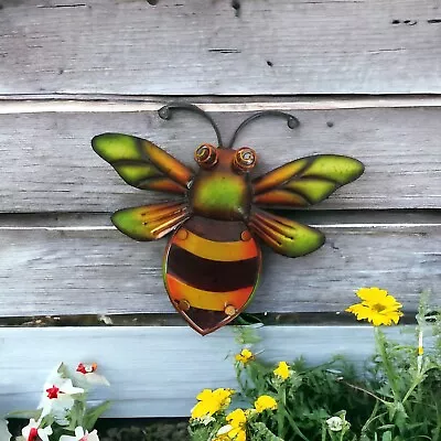 Buy Creekwood Colourful Bumble Bee Metal Glass Hanging Garden Wall Art • 9.98£