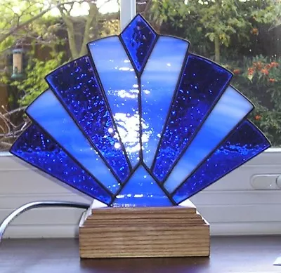 Buy Stained Glass Tiffany Art Deco Style Fan Lamp Night Light Handmade In England • 115£