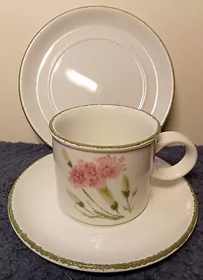 Buy Midwinter Stonehenge Invitation Trio Cup, Saucer, Side Plate Carnation Pattern • 12.95£