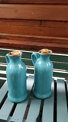 Buy Aqua Blue/green Ceramic Cork Top Oil/vinegar Dispenser Set • 12£