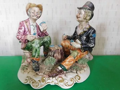 Buy A Beautiful Vintage Large Capodimonte  The Gamblers  Figure Made In Italy • 118.50£