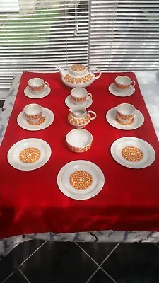 Buy Vintage Ridgway Ironstone Christina Orange & White Tea/Crockery Set *NEW PRICE* • 39.95£