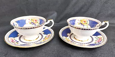 Buy 2 Pretty Queens Fine Bone China Langham Pattern Cup & Saucer Duos • 7.50£