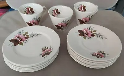 Buy Vintage Lord Nelson, Countess Pink Floral Tea Set. Cups/saucers//side Plates.  • 15.25£