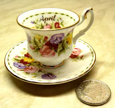 Buy ROYAL ALBERT Bone China Flowers Of The Month Miniature Cup & Saucer APRIL • 10£