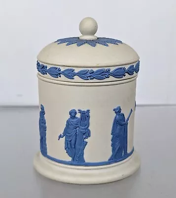 Buy Vintage Wedgwood Reverse Blue On White Jasperware Art Pottery Lidded Jar Pot • 49.95£