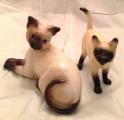 Buy X2 Vintage Beswick England Siamese Standing & Reclined Cat Kitten Cats Figures • 18.95£