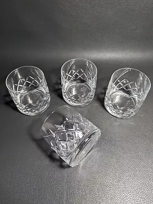 Buy 4 X Cut Crystal Small Whiskey Rum Tumblers. Double Diamond Pattern Aperitive • 24.99£