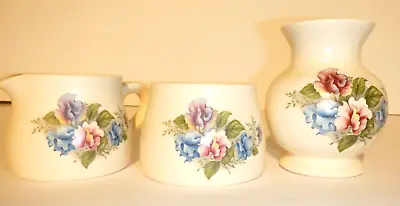 Buy Purbeck Gifts Poole Dorset  Jug, Sugar Bowl And Posy Vase Sweet Pea Pattern • 6£