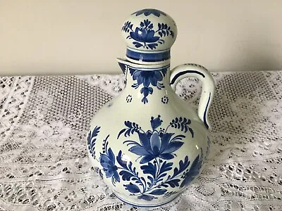 Buy Royal Delft Hand-Painted Blue And White  Jug / Pitcher / Flask With Stopper 1933 • 35£