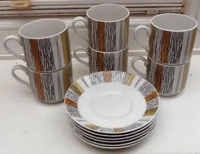 Buy Vintage 1960's MIDWINTER SIENNA Staffordshire Set Of Six Coffee Cups & Saucers • 8.95£