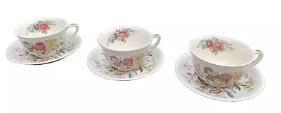 Buy Johnson Brothers 3 Vintage Flat Cup & Saucer Sets  Garden Bouquet  • 19.84£