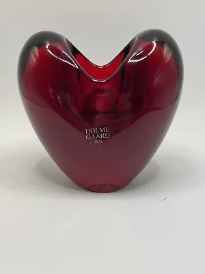 Buy HOLMEGAARD ANJA KJAER Denmark Red Glass Heart Tea Light Candlestick Holder VTG • 29.99£