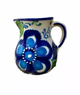 Buy Del Rio Salado (Spain) Blue Floral Hand Painted Jug  13cm X 11cm • 14.90£