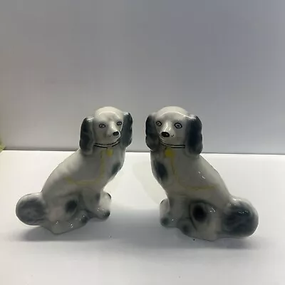 Buy Vintage Pair Staffordshire Style Flat Back Mantle Piece Wally Dogs • 28.99£
