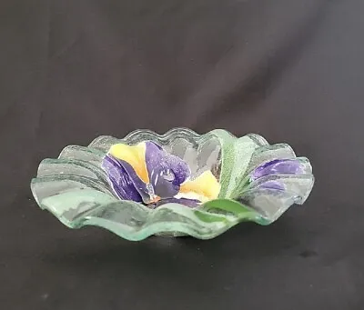 Buy Ruffled Edged Fused Art Glass Bowl 6.5” • 14.33£