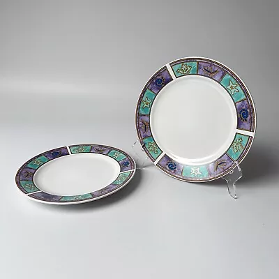 Buy Royal Norfolk 90s Seaside Shell Pattern Green Purple Ceramic Side Plates X2 • 7.99£