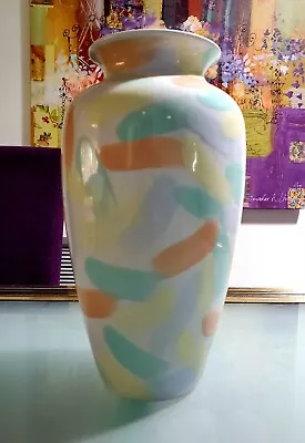 Buy POOLE POTTERY ABSTRACT PASTEL BRUSH STROKES PATTERN 26cm ATHENS SHAPE VASE • 158.52£