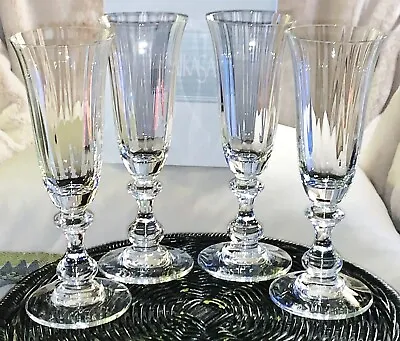 Buy NOS Mikasa French Countryside Fluted Champagne Glass Ball Stem Set Of 4 W/ Box • 67.15£