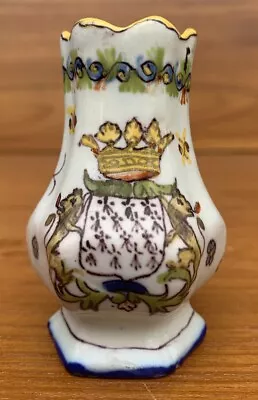 Buy Antique French 19thC Desvres Saint Malo Faience Earthenware Armorial Vase C1800s • 8.99£