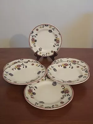 Buy 6 Adams China England VERMONT Pattern RED TRIM Gray Yellow Flowers BREAD PLATES • 23.99£