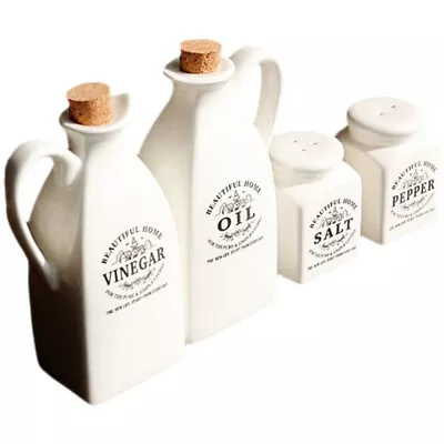 Buy Ceramic Oil & Vinegar Dispenser Set For Kitchen (White)-SC • 24.89£