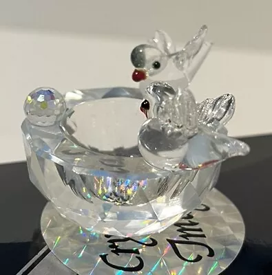 Buy Crystal Cut Glass Bird Bath Birds Table Ornament, Small, Mint Condition In Box • 7.99£
