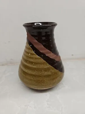 Buy Vintage From 1970s Hand Made Vase By Kim Pottery Brown & Green 13cm High • 3.99£