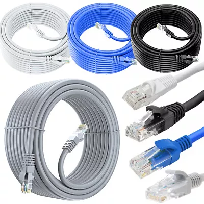 Buy RJ45 Network Ethernet Cable Cat5e LAN UTP Patch Fast Internet Lead 1m - 50m Lot • 1.85£