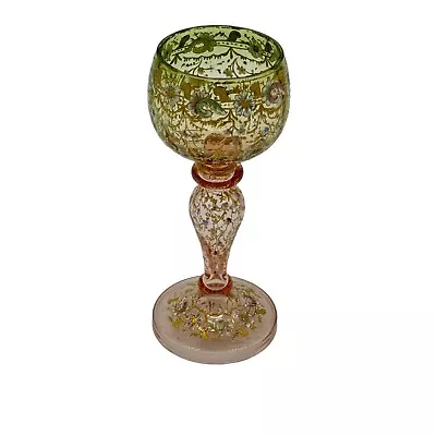 Buy Moser Bohemian Antique (?) Gilded Gold Wine Glass - Hand Painted Ornate Design • 188.80£