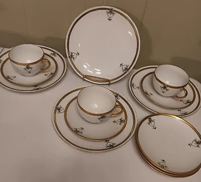 Buy Bavaria Thomas Art Deco China 13 Piece 4 Plates 7.5 3 Cups 6 Saucers Gold Trimme • 62.73£