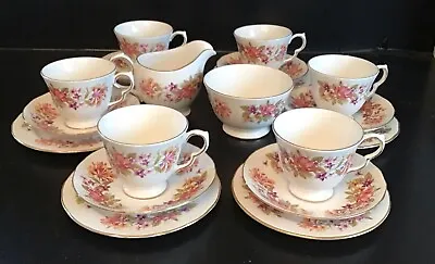 Buy Stunning Vintage Colclough Bone China Tea Set For 6 Summer Pink Flowers Gilt • 20£