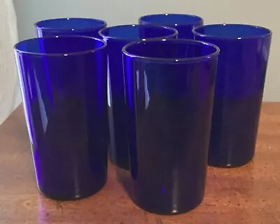 Buy Set Of 6 Vintage Libbey Cobalt Blue 4.25  Small Juice Tumbler Glasses NOS • 38.41£