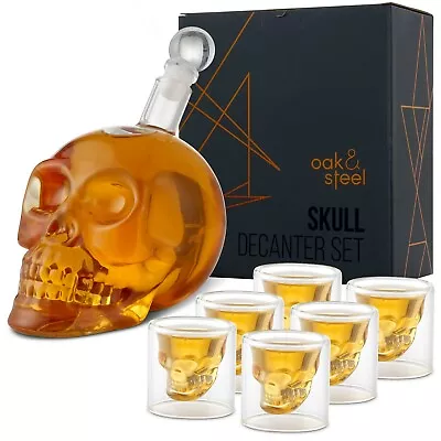 Buy Whiskey Decanter Glass Skull Liquor Brandy Inc 6 Skull Shot Glasses Christmas • 25.99£