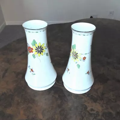 Buy Pair Of Shelley Art Deco Lustre Vases With Floral Decoration • 38£