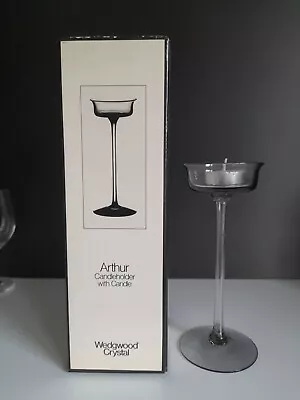 Buy Vintage Wedgwood 24% Lead Crystal Arthur Candle Holder & Candle Boxed W29 • 14£