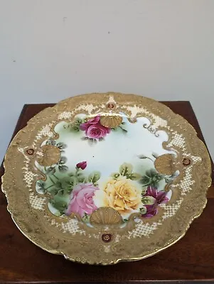 Buy Elite Works Limoges Pink Roses & Heavy Gold Floral Scrollwork 8 3/4 Inch Plate • 80.64£