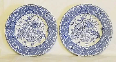 Buy 2 Royal Stafford Fine Earthenware Blue Flower Basket Dessert Plates Vintage • 23.91£