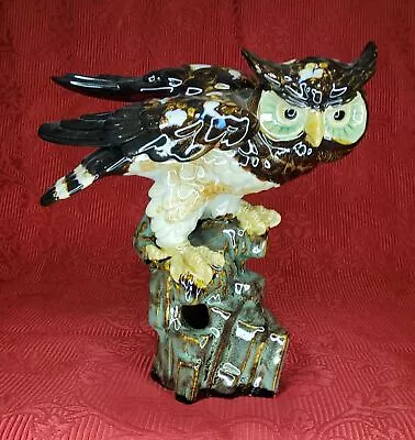 Buy Vintage Chinese Pottery Brown/White/Blue Owl Figurine. SW236 • 15.09£