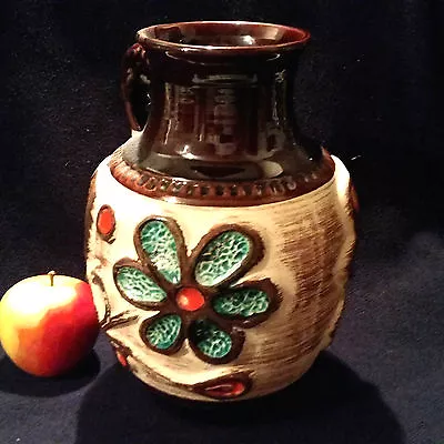Buy Gladly Decorated Vase Great Relief Decor Bay Ceramic 60s 70s 95/25 • 30.99£
