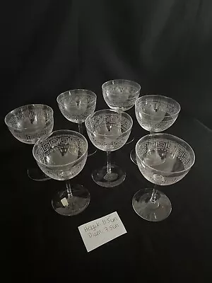 Buy A Set Of Seven Cut Lead Crystal Victorian Greek Key Wine Glasses • 60£