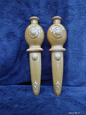 Buy Pair Of Vintage Pottery Celtic Thistle Design Whisky Dirk Flasks Holders • 14£